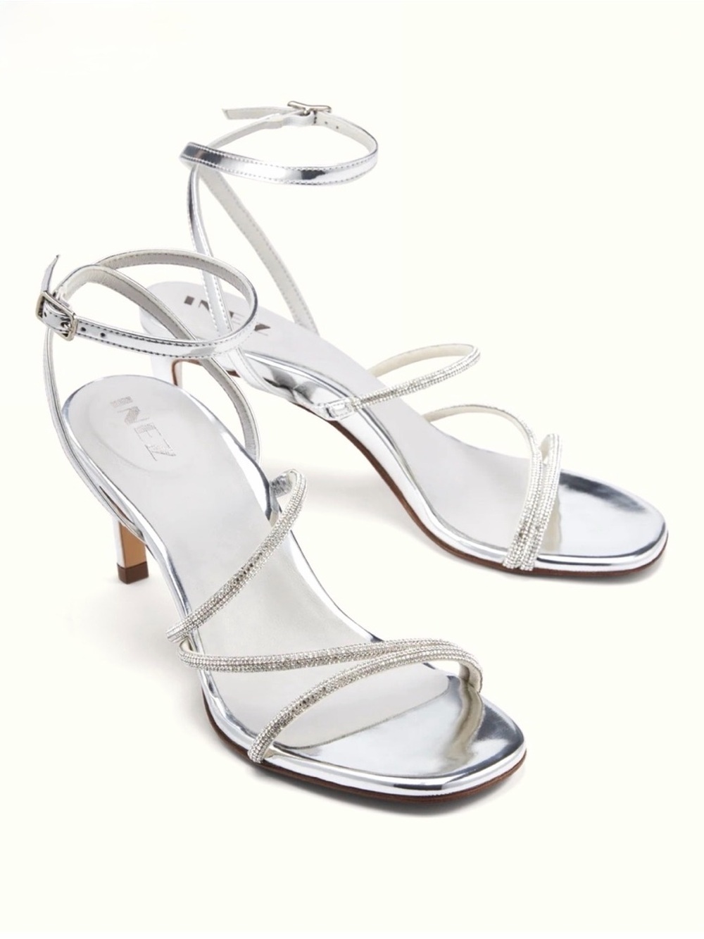 Inez Sofia in Silver Metallic with Crystals size 8